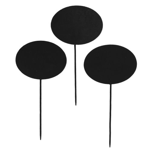 Produkt Etykiety na rośliny, korki do łóżek, drewno, tabliczki drewniane, owalne, czarne, 19 cm, 12 sztuk