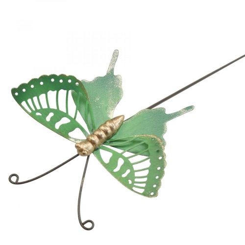 Floristik24 Metalowy słupek ogrodowy Motyl Zielono-Złoty 12x10/46cm