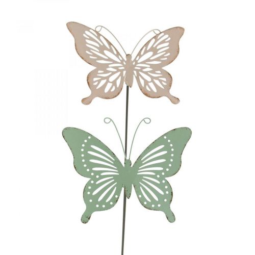Floristik24 Słupek metalowy motylek różowy zielony 10,5x8,5cm 4szt