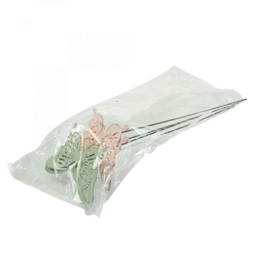 Produkt Słupek metalowy motylek różowy zielony 10,5x8,5cm 4szt