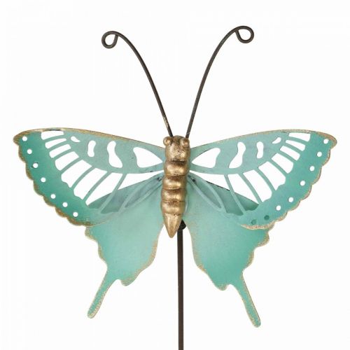 Floristik24 Kołek ogrodowy metalowy motyl turkusowo-złoty 12×10/46cm