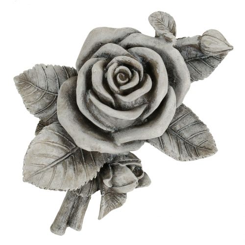 Floristik24 Róża do dekoracji grobu szara 16cm x 13,5cm 2 szt
