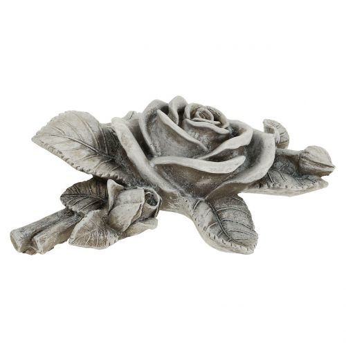 Floristik24 Róża do dekoracji grobu szara 16cm x 13,5cm 2 szt