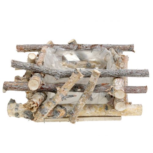 Floristik24 Planter Gałęzie Brzozy White Washed 23cm x 23cm H10cm