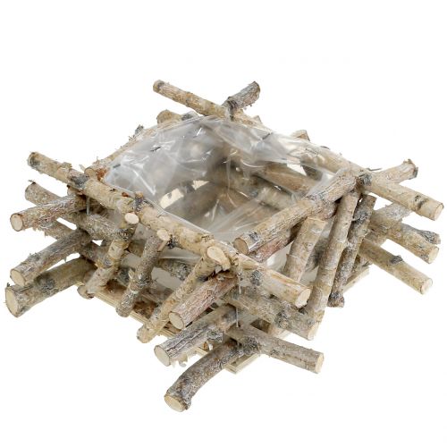 Floristik24 Planter Gałęzie Brzozy White Washed 28cm x 28cm H10cm