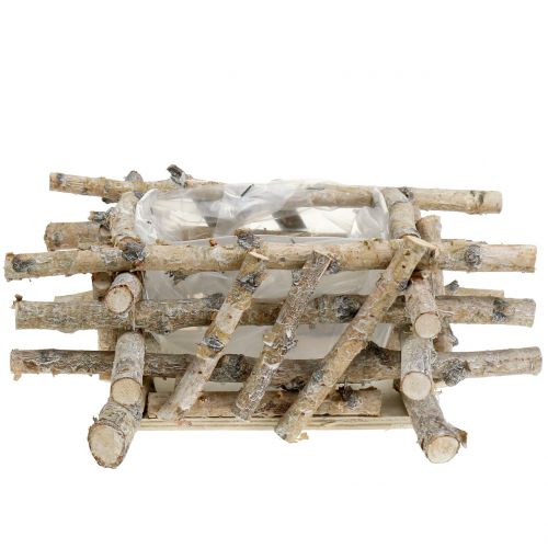 Floristik24 Planter Gałęzie Brzozy White Washed 28cm x 28cm H10cm