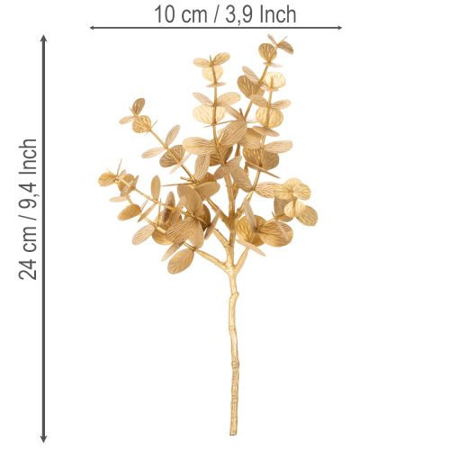Sztuczna roślina eukaliptusowa, złota gałązka dekoracyjna do dekoracji stołu, 24 cm | Floristik24.pl