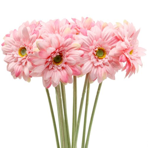 Floristik24 Gerbera różowa sztuczna 47cm 12szt.