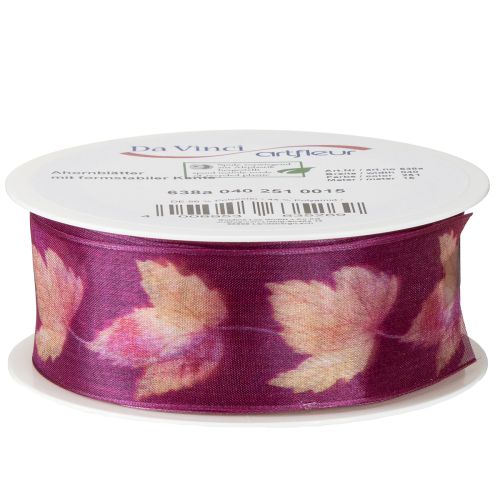 Produkt Wstążka prezentowa liście klonu fioletowa wstążka jesienna 40mm 15m