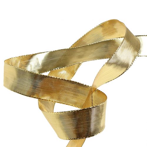 Produkt Wstążka prezentowa złota z drucianym brzegiem 25m