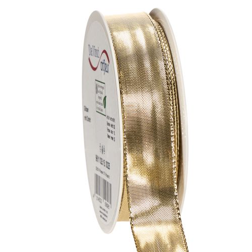 Produkt Złota wstążka prezentowa z drucianym brzegiem, szerokość 25 mm, długość 25 m