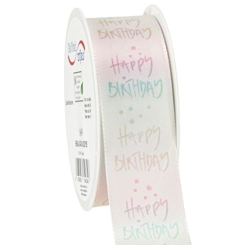 Floristik24 Wstążka prezentowa Happy Birthday dekoracja urodzinowa 40mm 15m
