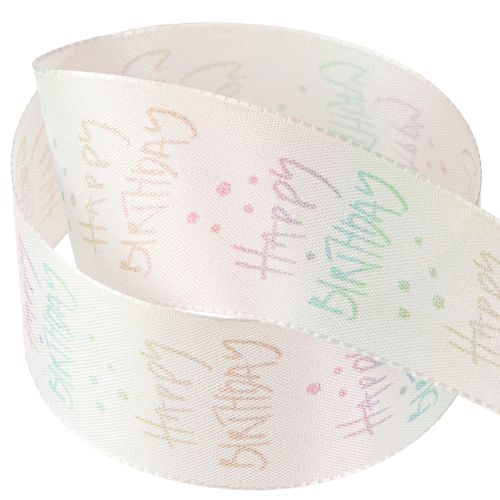 Produkt Wstążka prezentowa Happy Birthday dekoracja urodzinowa 40mm 15m