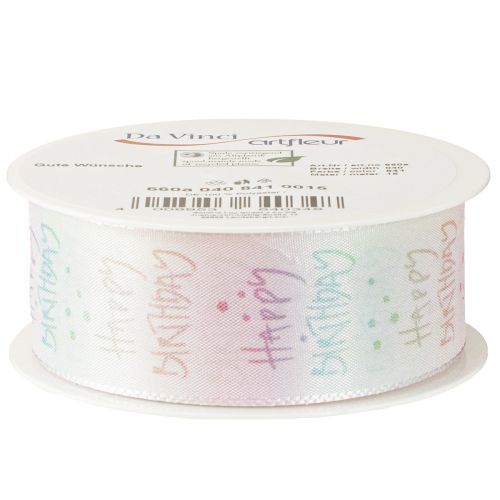 Produkt Wstążka prezentowa Happy Birthday dekoracja urodzinowa 40mm 15m