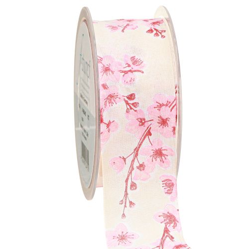 Produkt Wstążka prezentowa z kwiatami wiśni Wstążka materiałowa Hanami 40mm 20m
