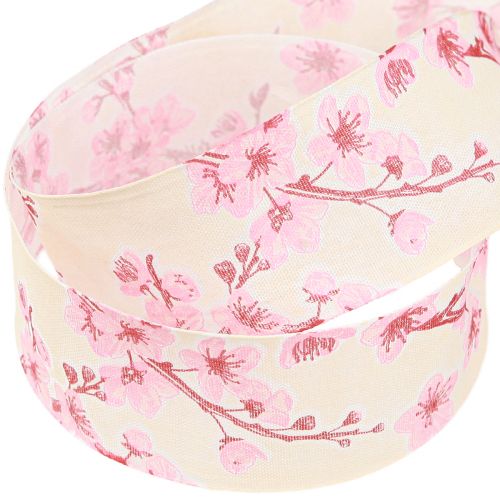Produkt Wstążka prezentowa z kwiatami wiśni Wstążka materiałowa Hanami 40mm 20m