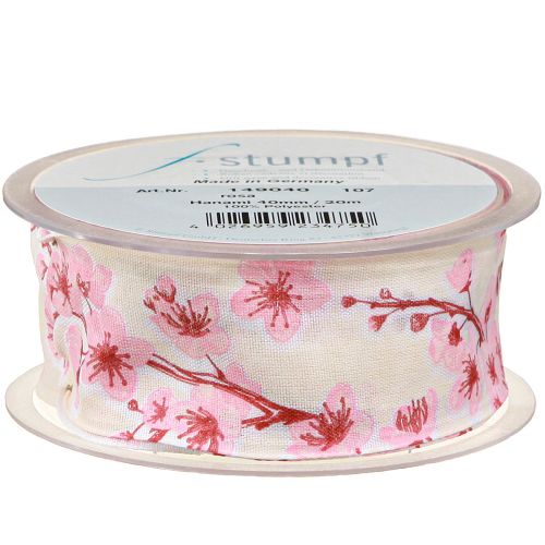 Produkt Wstążka prezentowa z kwiatami wiśni Wstążka materiałowa Hanami 40mm 20m