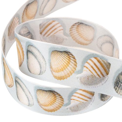 Produkt Wstążka prezentowa marynistyczna muszle niebieskie 25mm 15m