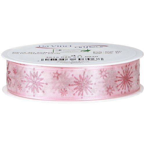 Produkt Wstążka prezentowa gwiazdki wstążka świąteczna różowa 25mm 20m
