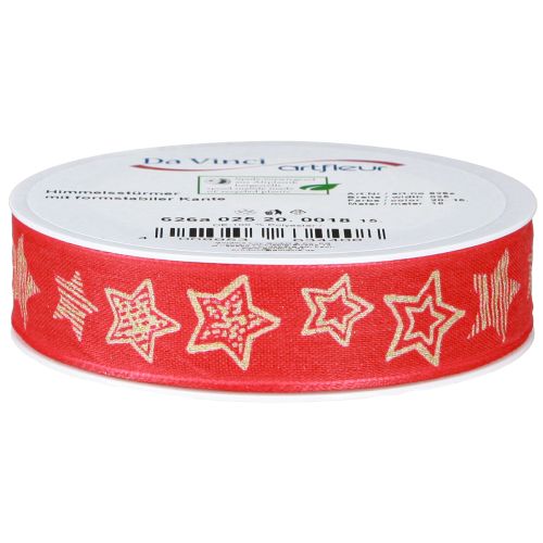 Produkt Wstążka prezentowa gwiazdki wstążka świąteczna czerwona złota 25mm 18m
