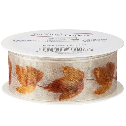 Produkt Wstążka prezentowa z krajką, jesienne liście klonu 40mm 15m