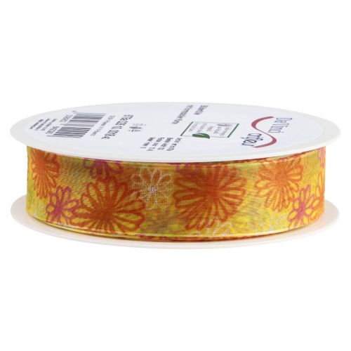 Produkt Wstążka prezentowa kwiaty wstążka z organzy żółta pomarańczowa 25mm 18m