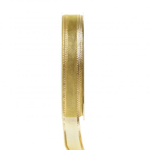 Floristik24 Wstążka prezentowa złota efekt pierścienia 15mm 25m