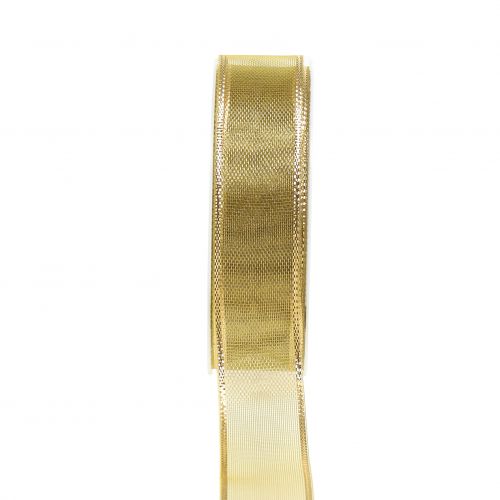 Floristik24 Wstążka prezentowa złota efekt pierścienia 25mm 25m