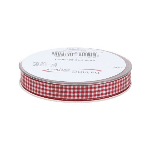 Produkt Wstążka prezentowa w kratkę Bordeaux 15mm 20m