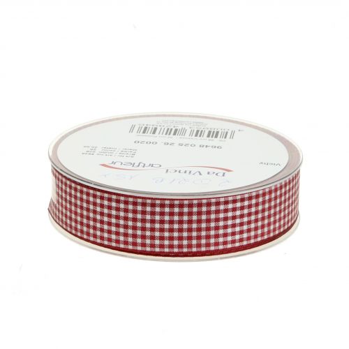 Produkt Wstążka prezentowa w kratkę Bordeaux 25mm 20m