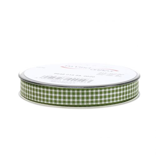 Produkt Wstążka prezentowa w kratkę zielona 15mm 20m