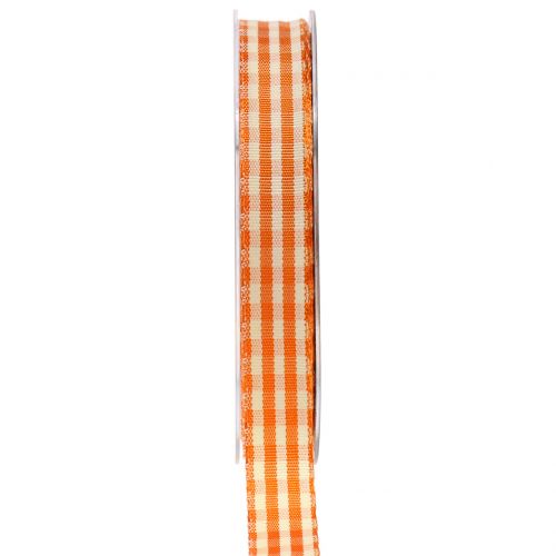 Produkt Wstążka prezentowa w kratkę pomarańczowa 15mm 20m