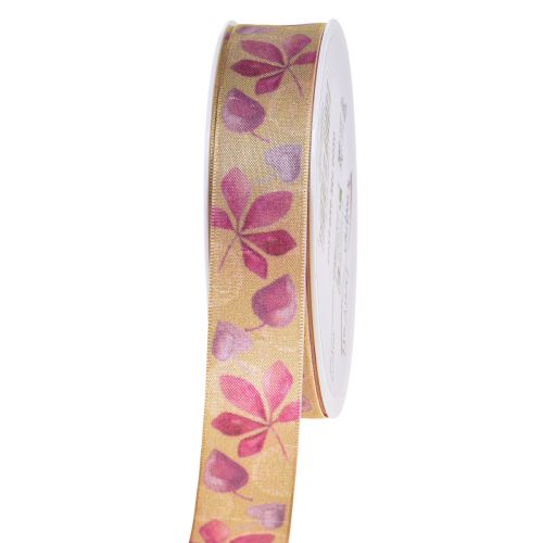 Produkt Wstążka prezentowa fioletowe jesienne liście dekoracyjna wstążka jesienna 25mm 20m