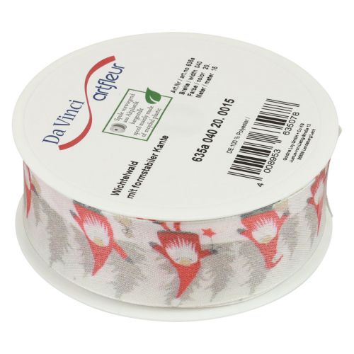 Produkt Wstążka prezentowa Świąteczna wstążka gnom czerwona 40mm 15m