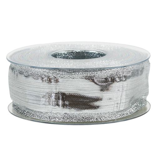 Produkt Taśma dekoracyjna srebrna z krawędzią drutu 40mm 25m