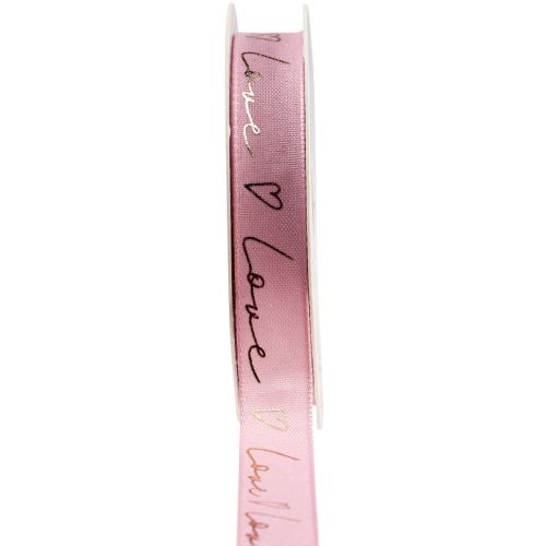 Floristik24 Wstążka prezentowa z sercami Wstążka ozdobna w kolorze różowego złota 15mm 15m
