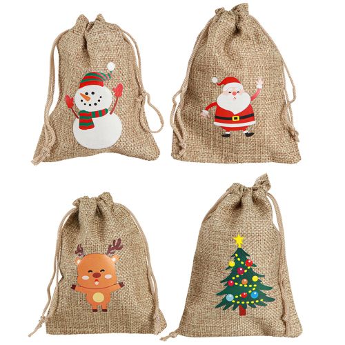 Produkt Torba na prezenty Świąteczna torba jutowa naturalna 10×13cm 8szt
