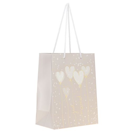 Torebka prezentowa „just married” torebka prezentowa z uchwytami beżowa 18×10×23cm 2szt