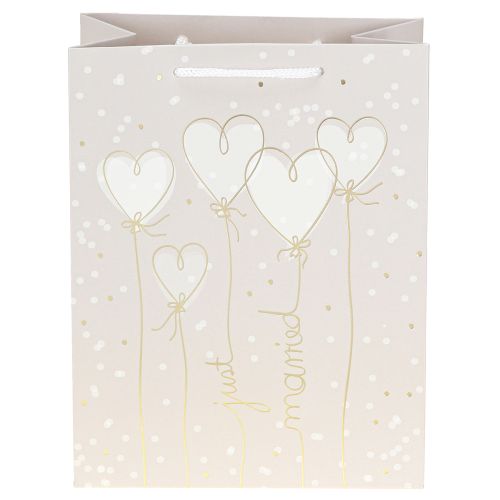 Produkt Torebka prezentowa „just married” torebka prezentowa z uchwytami beżowa 18×10×23cm 2szt