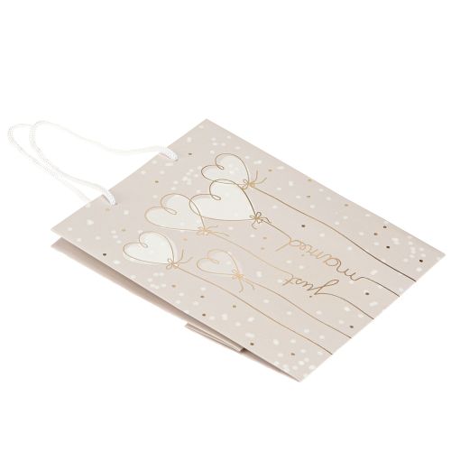 Produkt Torebka prezentowa „just married” torebka prezentowa z uchwytami beżowa 18×10×23cm 2szt
