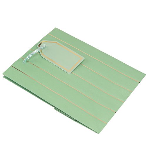 Produkt Torba prezentowa jasnozielona złote paski 18×10×23cm 1 szt
