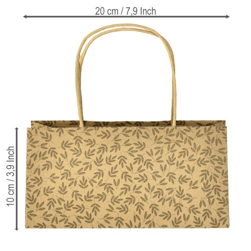 Produkt Torebka prezentowa papierowa naturalny brązowy liście 20×10×10cm 6 szt.