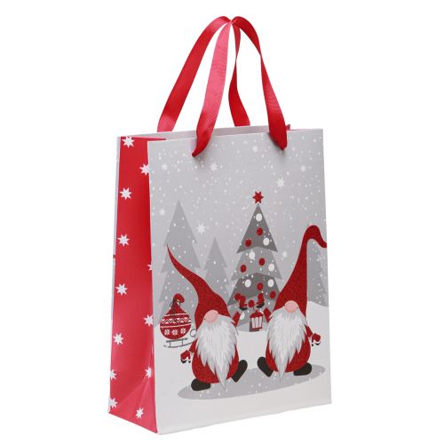 Produkt Torba prezentowa z uchwytami gnome czerwony szary biały 24×18×8cm 4szt