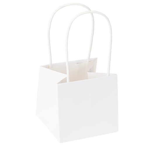 Produkt Woreczki upominkowe z uchwytami papierowe białe złoto 8,5×8,5×8cm 12 szt