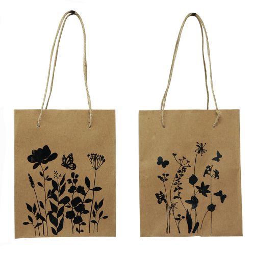 Produkt Torebki na prezenty z uchwytami papierowe naturalne czarne 12×15cm 6 szt