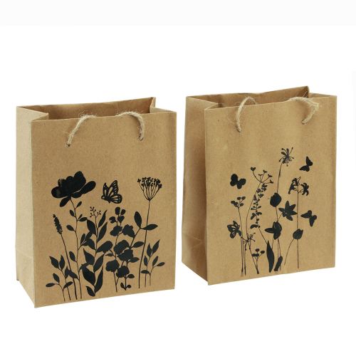Produkt Torebki na prezenty z uchwytami papierowe naturalne czarne 12×15cm 6 szt