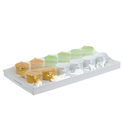 Floristik24 Konewka Ø5,5cm H5,5cm 12szt Żółta/Zielona/Biała