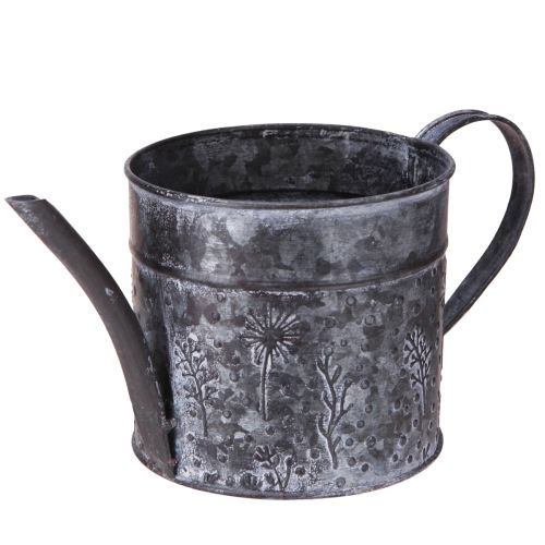 Floristik24 Konewka metalowa ozdoba szare kwiaty czarna Ø13cm H13cm
