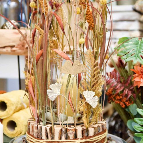 Floristik24 Gałązka miłorzębu, metalowa zatyczka ozdobna Ginkgo Golden 14×28cm 6 szt