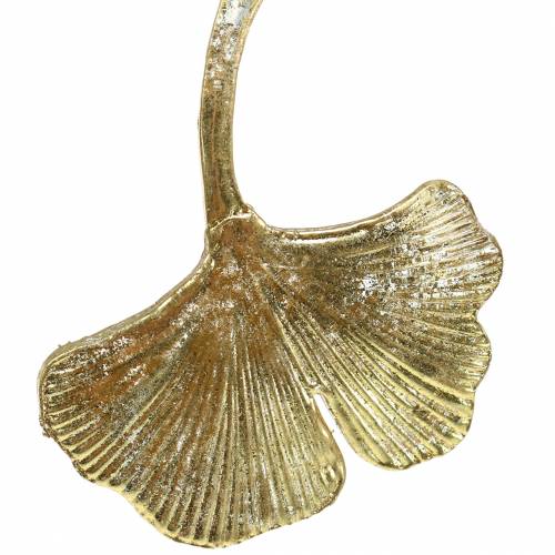 Floristik24 Deco Zawieszka Liść miłorzębu szklany złoty 8cm × 10cm 2szt.